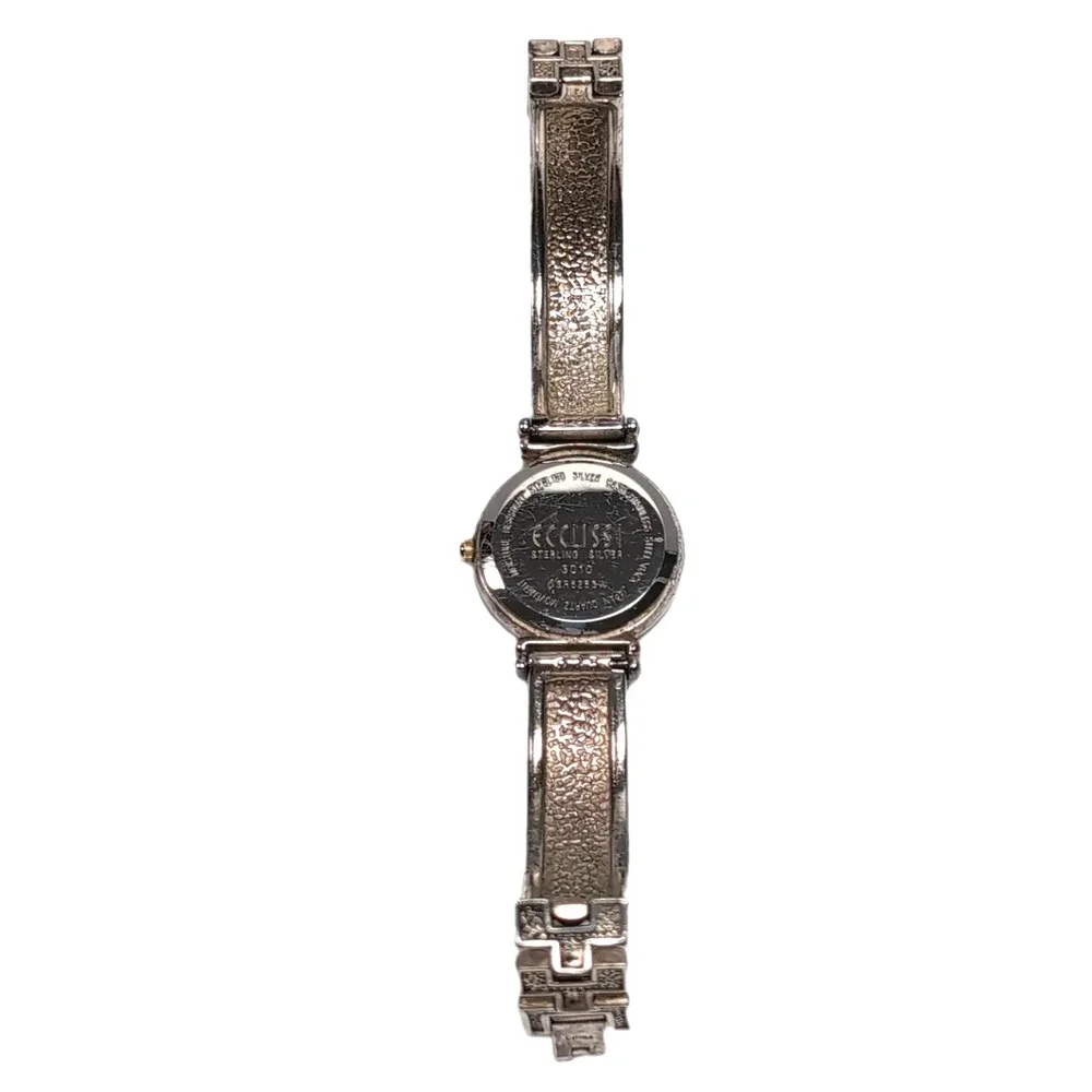 Ecclissi 55g Sterling Silver 925 Bracelet Watch Gold Rope Bezel New Battery Box